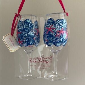 Lilly Pulitzer Vibrant Seashell Wine Glass Set